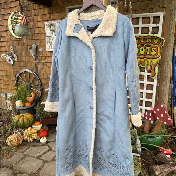 90s Vintage Centigrade Blue Afghan Coat - Picture 1 of 4